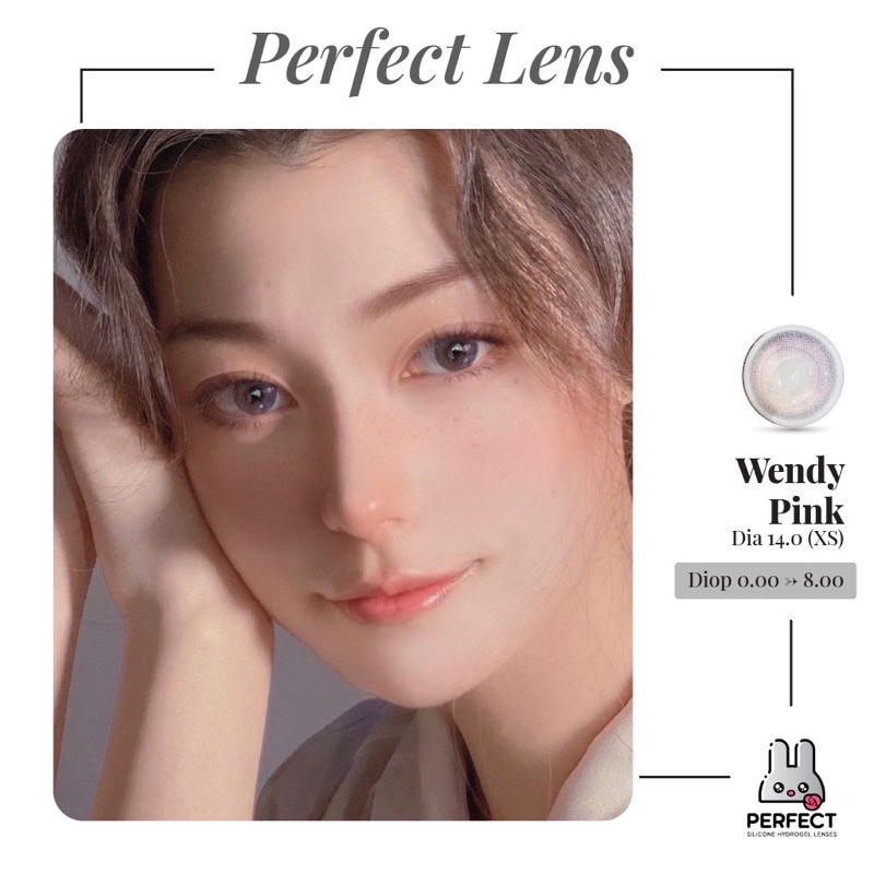 Lens Mắt , Kính Áp Tròng WENDY PINK Có Độ Cận và Không Độ , DIA 14.0 , Cho Mắt Nhạy Cảm Giá Sale