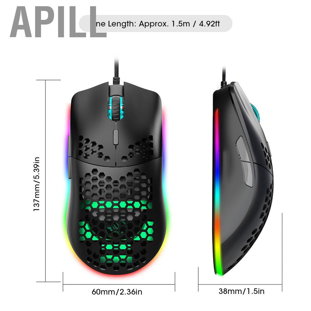 Apill WeekW HXSJ J900 Hole Mouse 6-Key Wired Gaming Mice Macro Programming RGB Lighting PC Accessory