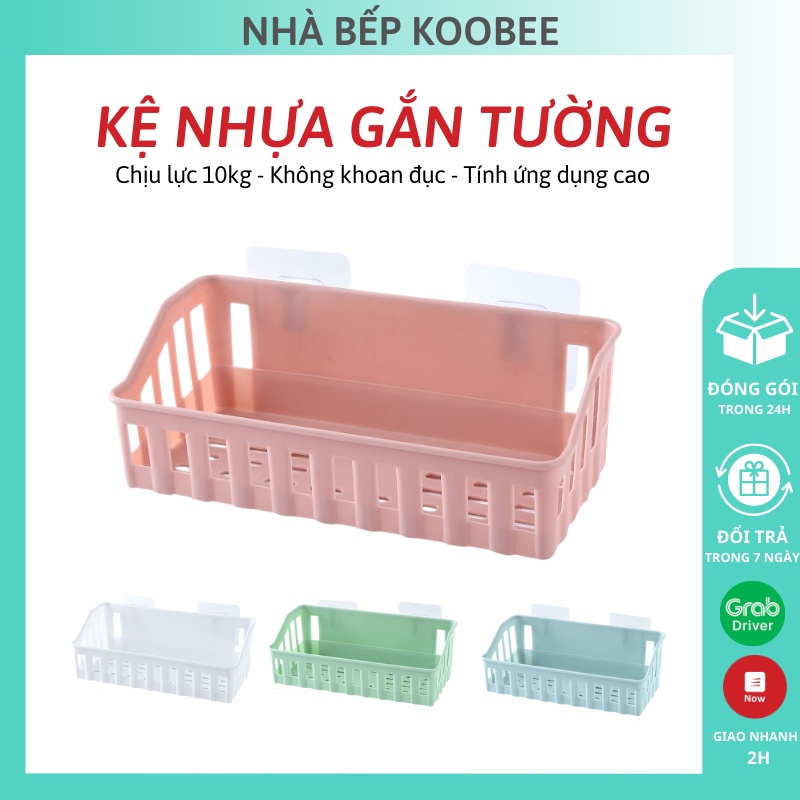 Kệ gắn tường nhà bếp nhà tắm - Kệ gia vị không cần khoan bằng nhựa KooBee (DC08)