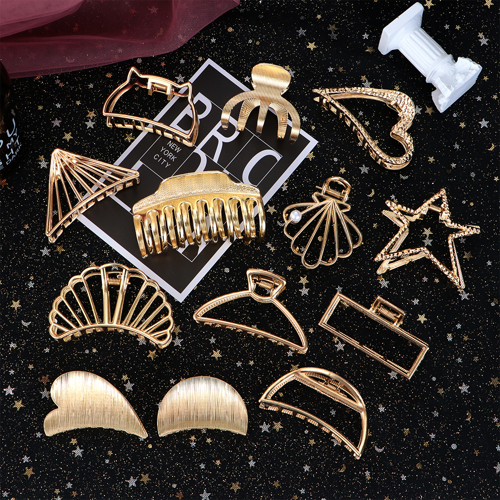 Kẹp Tóc Kim Loại Kiểu Dáng Hình Học Đơn Giản Thời Trang Cho Nữ