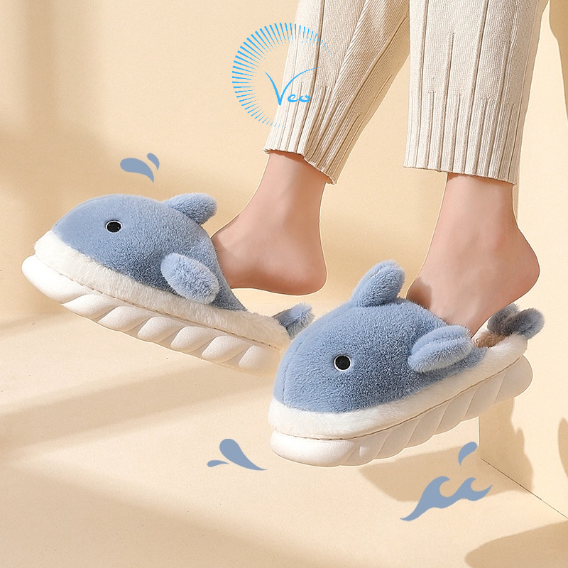 Dép Bông đi trong nhà hình Cá Heo Siêu Xinh Êm Chân 5 màu Hotrend-VeoStore
