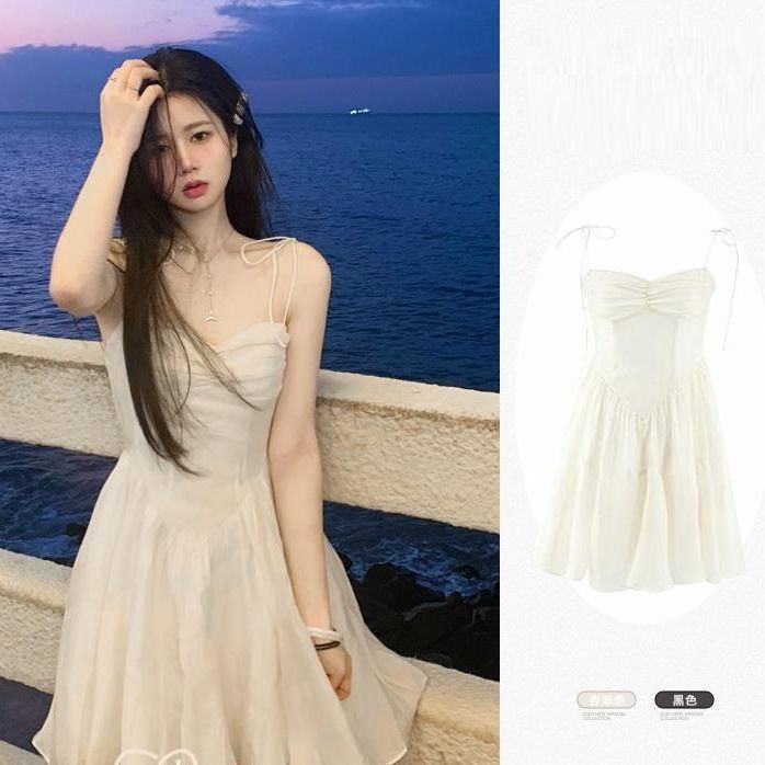 Đầm Hai Dây Ôm Eo Kẻ Sọc Caro Phong Cách Pháp Lãng Mạn Cho Nữ