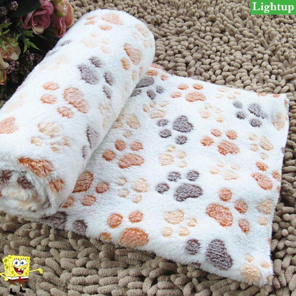 Thảm trải giường cho chó mềm San hô lông cừu Bàn chân in chăn thú cưng ấm áp Chăn ngủ