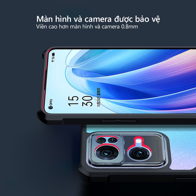 Ốp lưng XUNDD OPPO Reno 7 5G / 7Z 5G / 7 Pro 5G Mặt lưng trong suốt, Viền TPU, Chống sốc