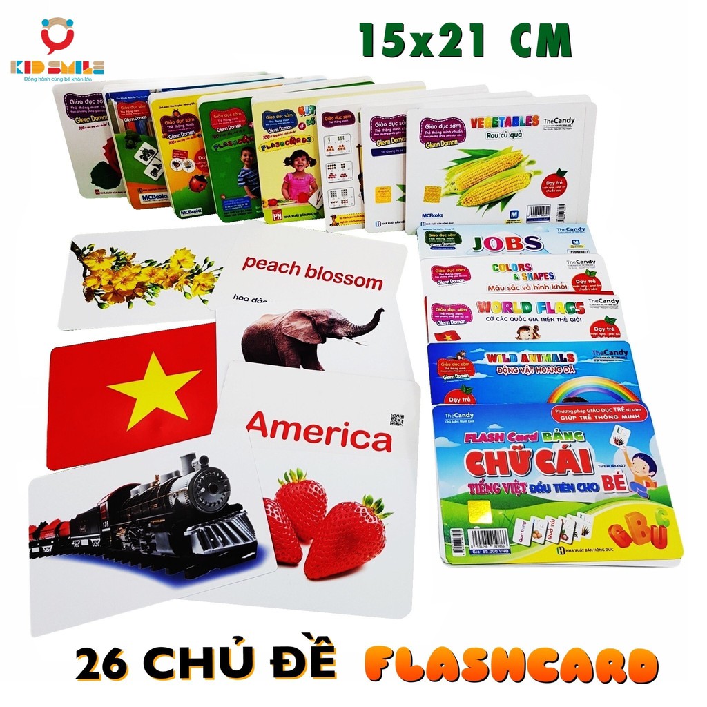 Bộ thẻ học thông minh Flashcard học tiếng Anh 26 chủ đề cho bé từ 2 tuổi