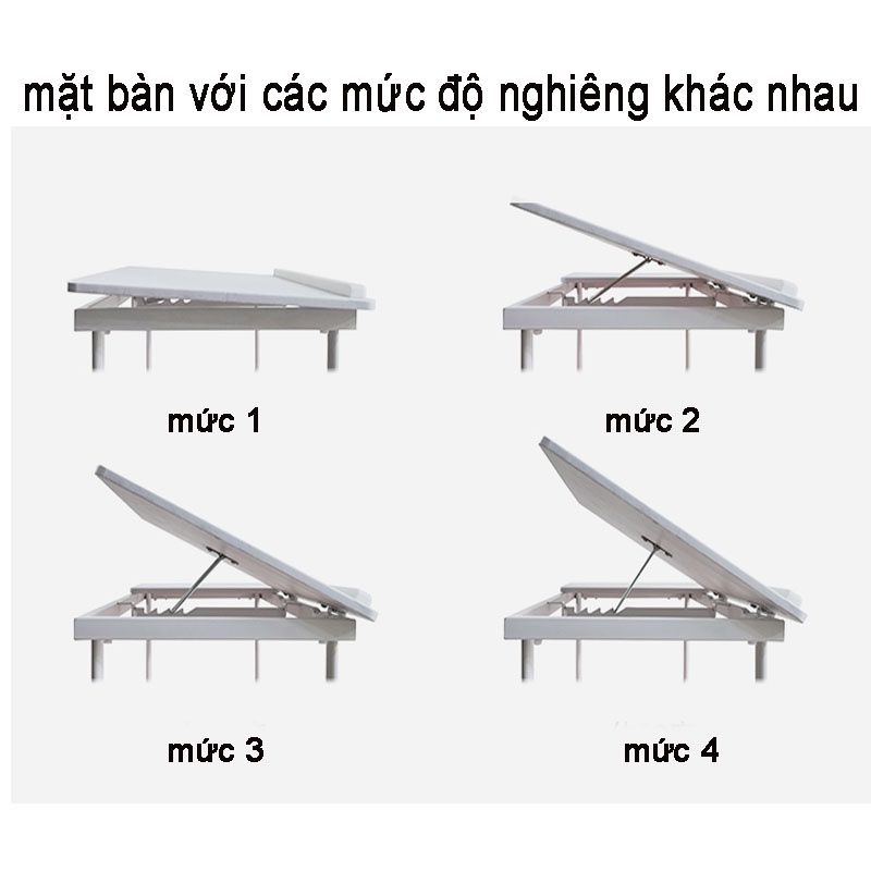 Bàn học thông minh điều chỉnh độ nghiêng mặt bàn, bàn làm việc đa năng có khay để cốc và chặn laptop điện thoại