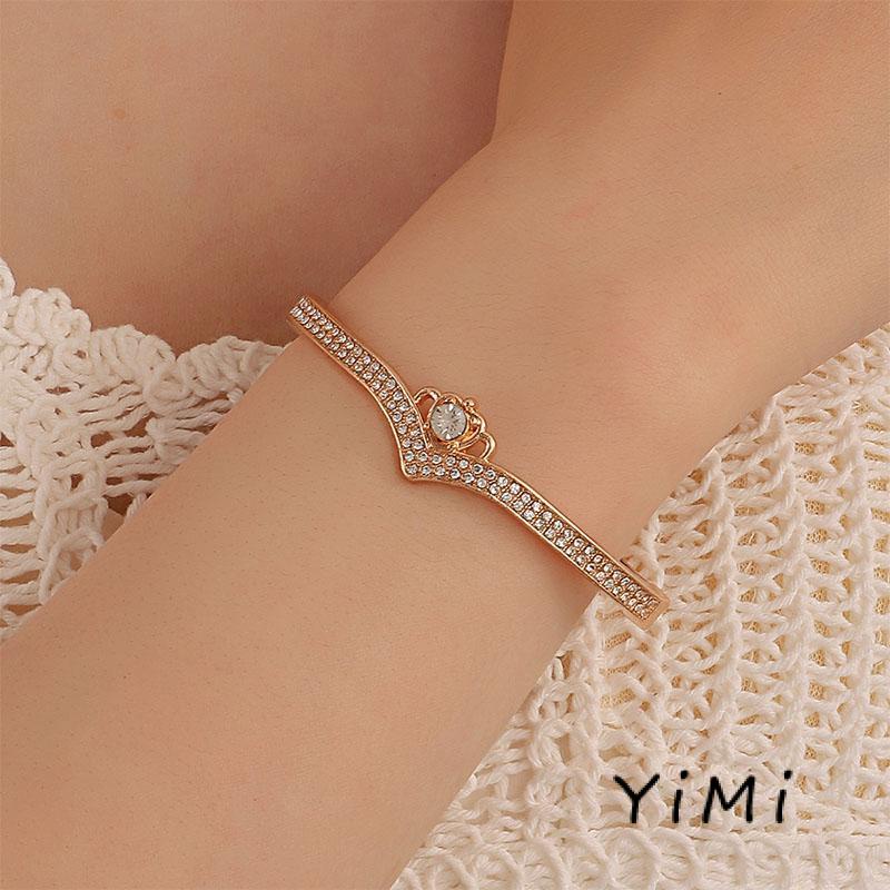 【Chất lượng sang trọng】Vòng Tay Đính Đá Kim Cương Hình Vương Miện Trái Tim Thời Trang Cho Nữ