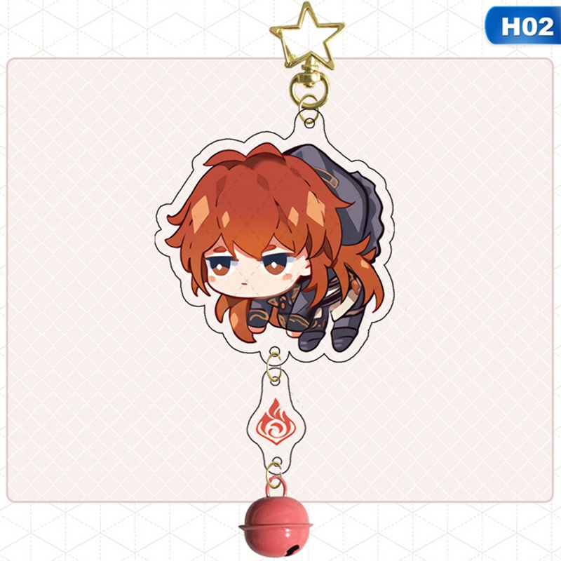 Móc khóa Acrylic hình ngôi sao Zhongli Amber Venti Klee Barbara Diluc Ygt Genshin