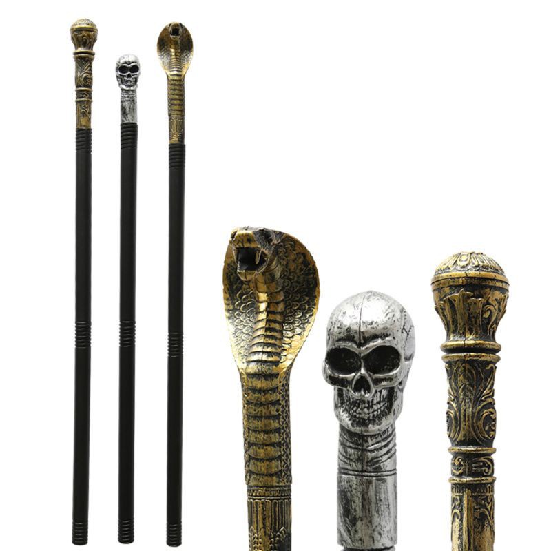 Gậy phép thuật đồ chơi chạm khắc hình rắn / đầu lâu / quyền trượng Pharaoh vui nhộn cho Halloween