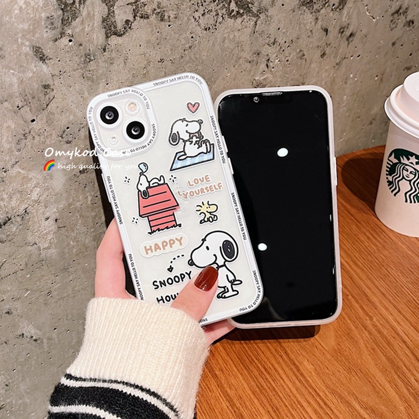 Ốp Điện Thoại Silicon TPU Mềm Trong Suốt In Hình Snoopy Cho Samsung S21 S20 FE S22 S21 S20 + Ultra Note 20 + M33 M23 M53 Chống Sốc