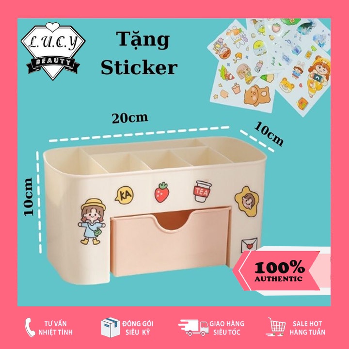 [TẶNG STICKER TRANG TRÍ] Kệ Mỹ Phẩm Mini, Kệ Đựng Phụ Kiện, Đồ Dùng Học Tập Có Ngăn Kéo Tiện Ích