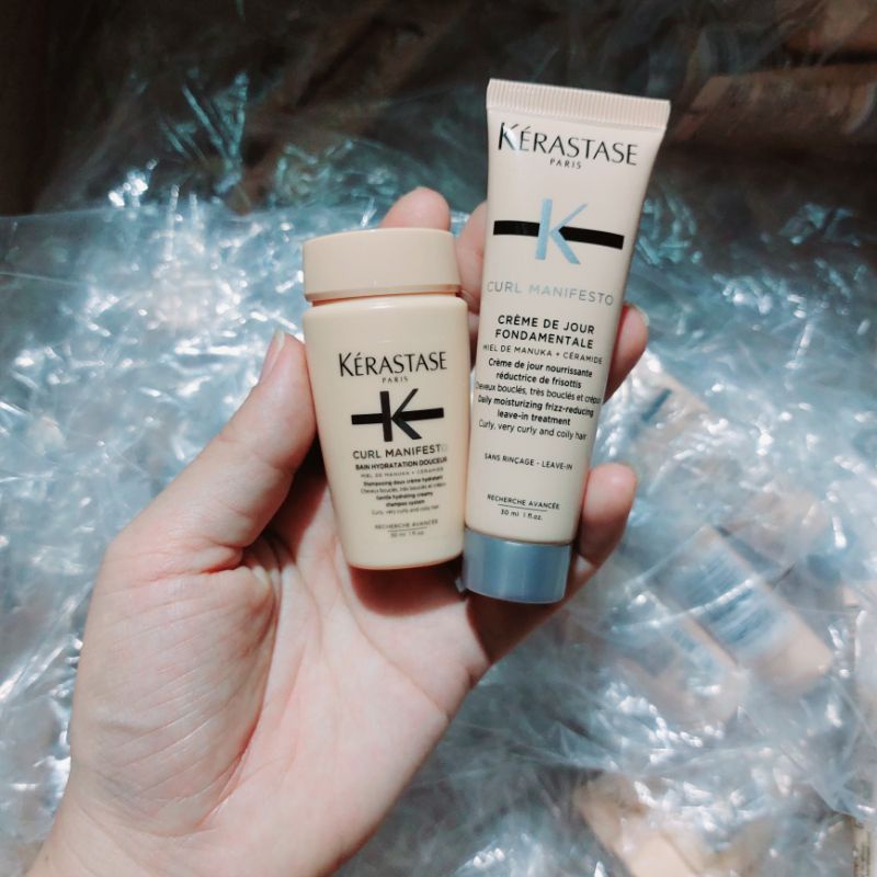 [ Minisize 30ml * 2 ] Set Gội + Kem Dưỡng Dành Cho Tóc Xoăn Ker@staaase Curl Manifesto