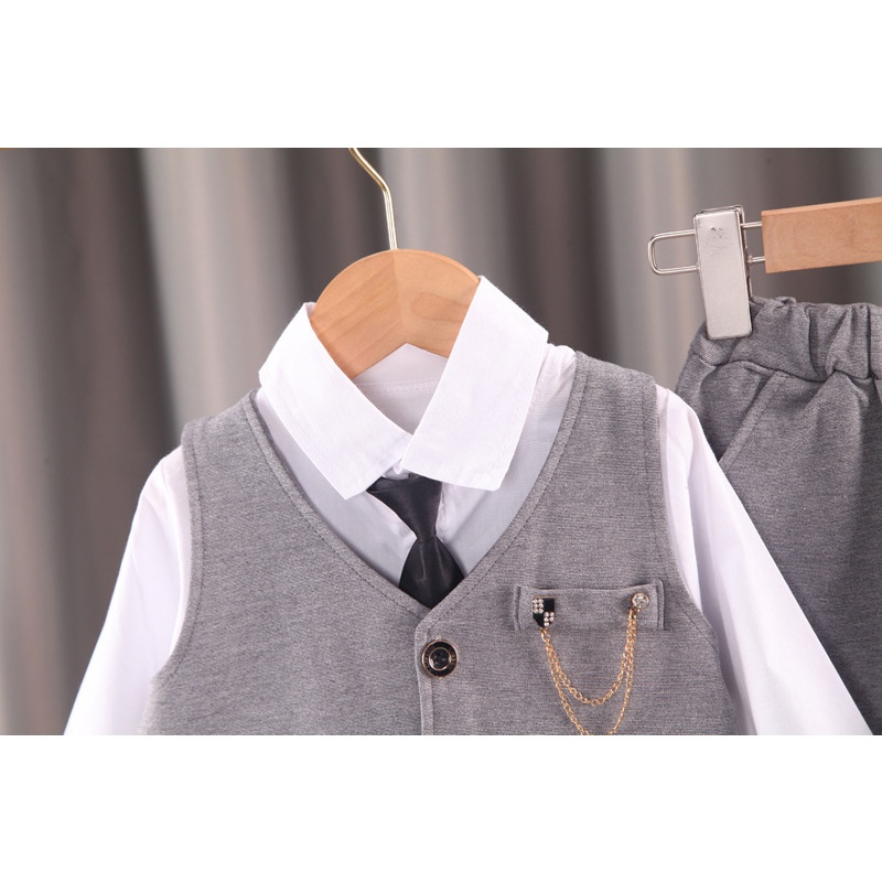 Bộ Đồ Vest Thời Trang Xuân Thu Dành Cho Bé Trai 3-4 Tuổi