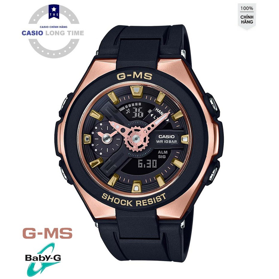 Đồng Hồ Nữ Casio Baby G MSG-400G-1A1DR Dây Nhựa - Mặt Đen- Chống Nước 100m