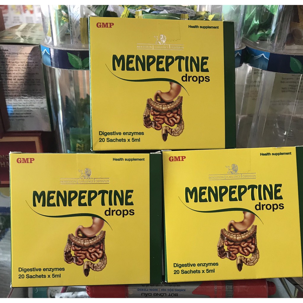 Hỗ trợ tiêu hóa Menpeptine drop Hộp 20 gói x 5ml    Bổ sung enzym tiêu hóa