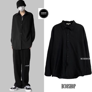 Áo Sơ Mi Tay Dài Nam Nữ Cổ Bẻ Unisex chất vải lụa mềm form rộng BC018Đ