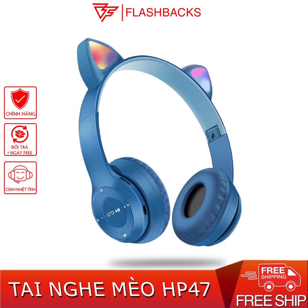 Tai Nghe Mèo Chụp - Tai Nghe Bluetooth - Headphone Mèo Có Mic - Âm Bass Chuẩn - Pin Khủng 400mA - Chính Hãng Bảo Hành