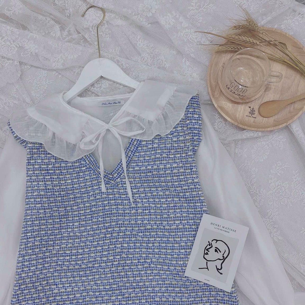 Set đầm bố caro hàng Quảng Châu cao cấp