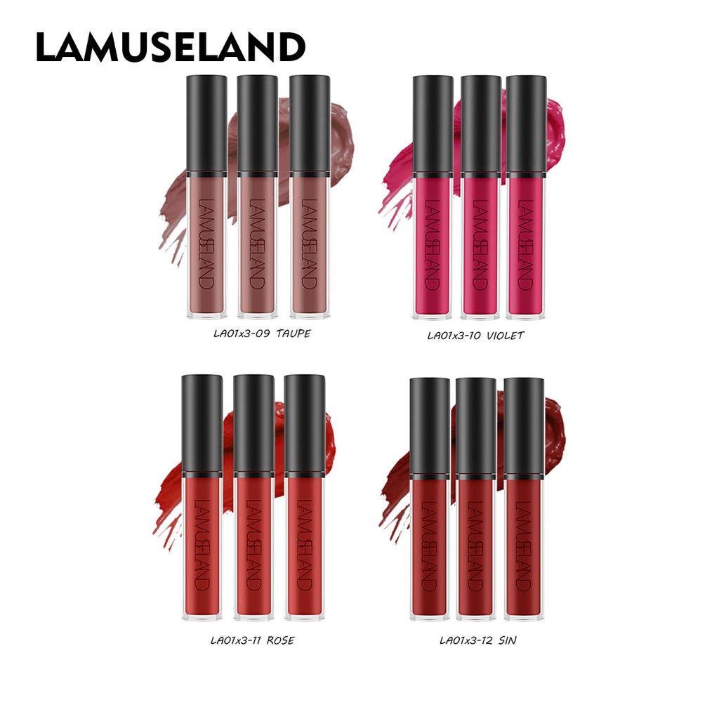 Set 3 cây son LAMUSELAND LA03 gồm 12 màu tùy chọn 12g