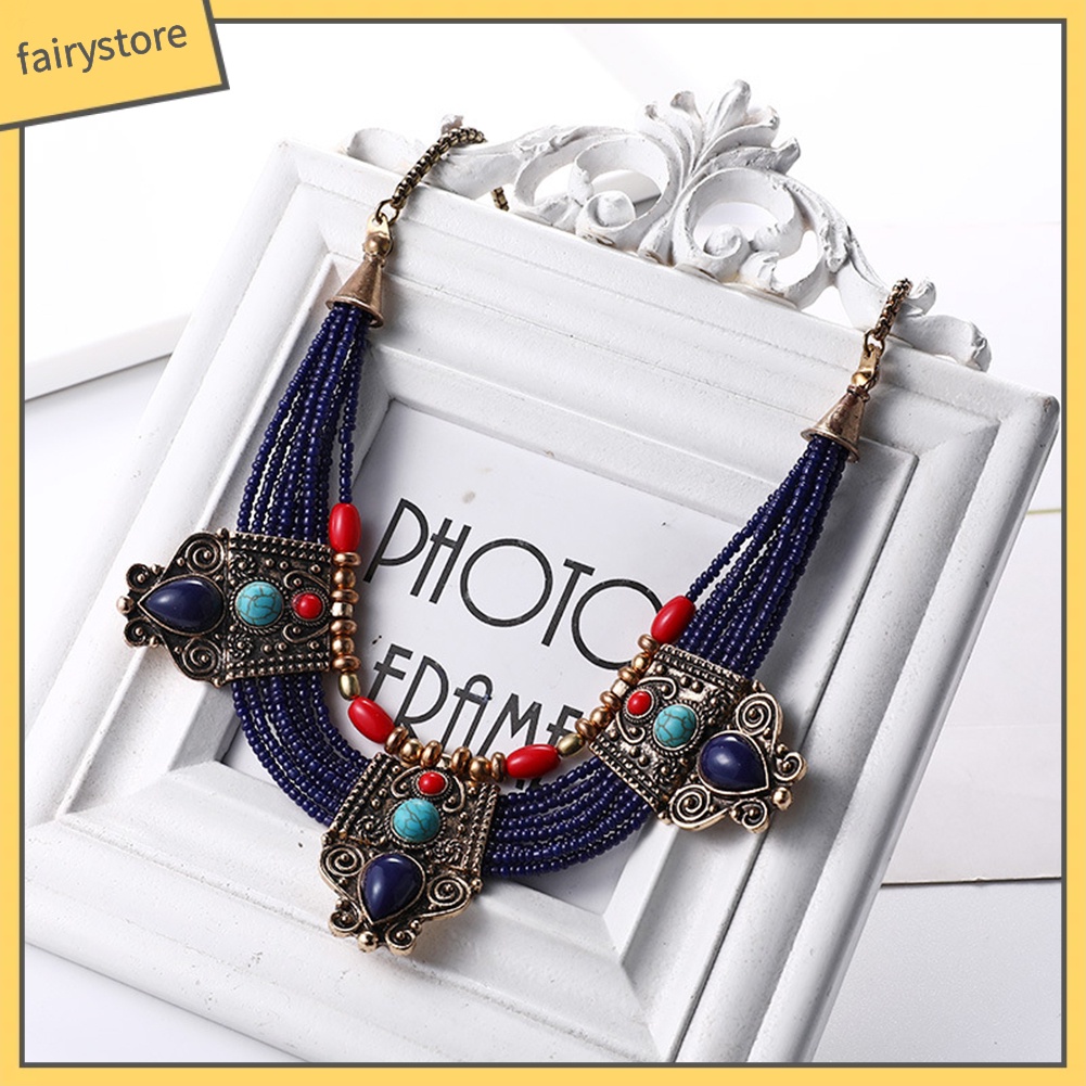 Vòng cổ hợp kim đính đá phong cách boho tùy chọn màu sắc