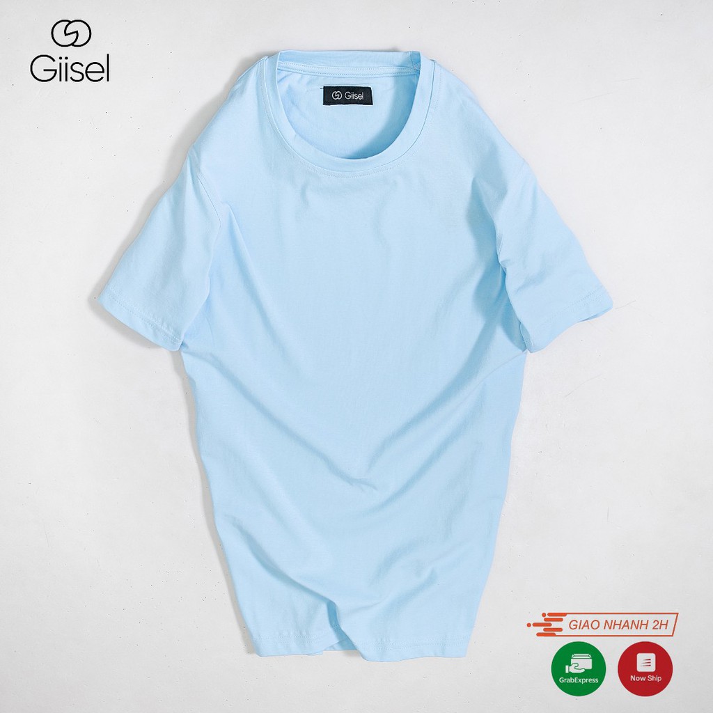 Áo phông nam nữ unisex cộc tay thun cotton cổ tròn basic màu trắng - đen - xanh - Giisel