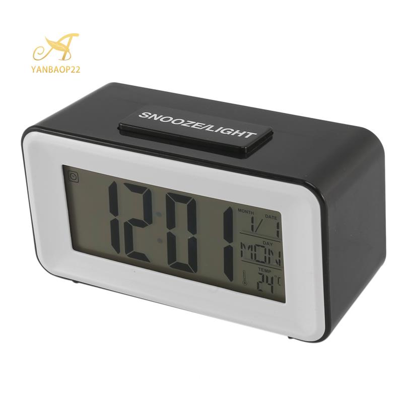 Đồng hồ báo thức điện tử để bàn màn hình LCD có đèn LED hiển thị ngày tháng cho học sinh