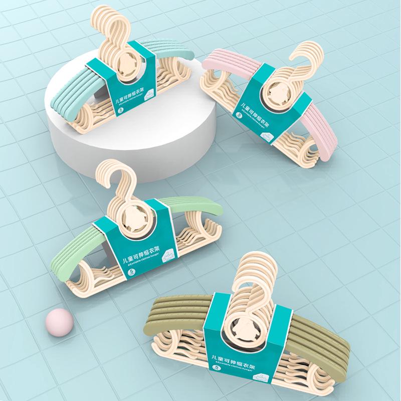 Bộ 5 móc treo quần áo trẻ em chống trượt có thể thu gọn tiện lợi