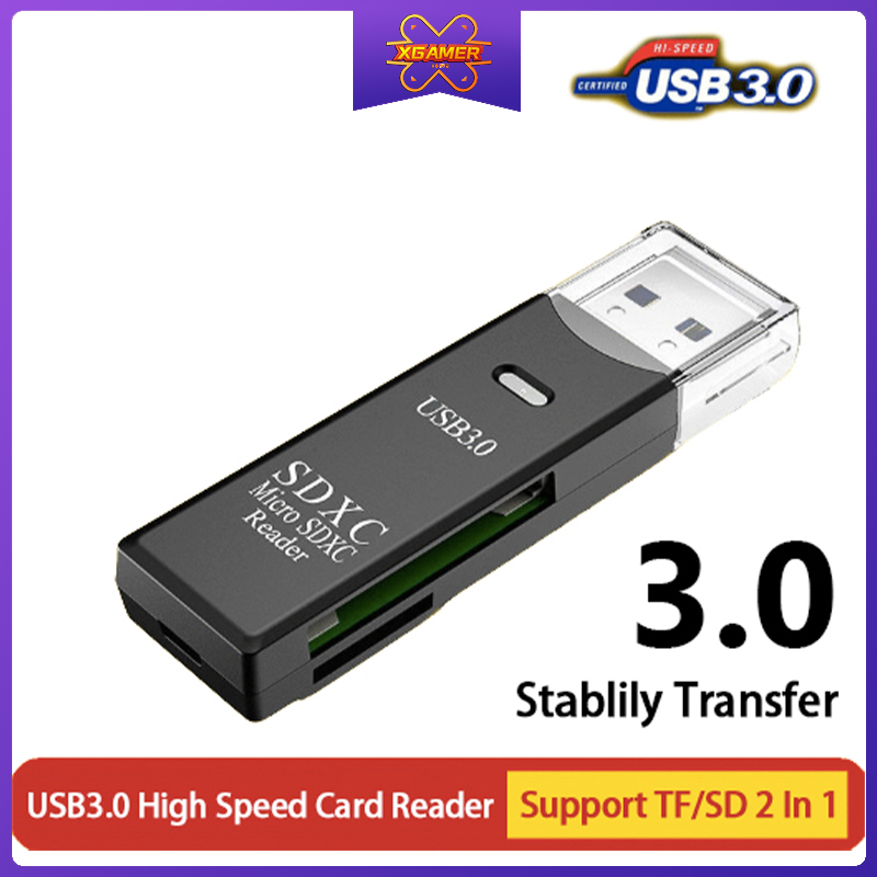 Đầu đọc thẻ nhớ USB 2.0 3.0 mini bằng nhựa ABS đa năng 2 trong 1 hỗ trợ thẻ TF SD cho máy tính / xe hơi