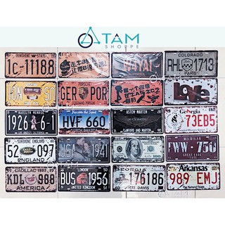 Tranh thiếc biển số xe Vintage size 30x15cm TAN