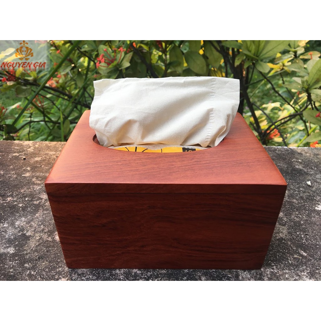 Hộp đựng giấy ăn gấu trúc cao cấp bằng gỗ Hương (vừa gói giấy ăn gấu trúc SIPIAO)