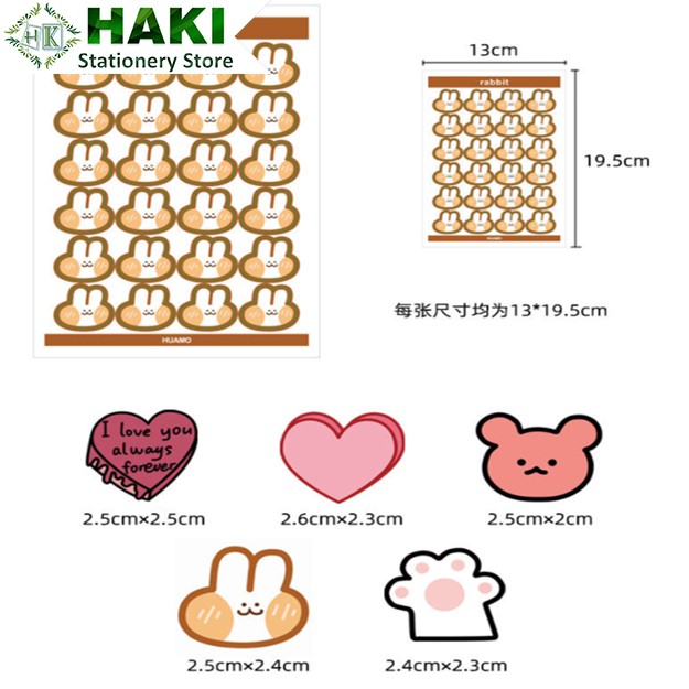 Sticker cute, hình dán sticker cute dễ thương HAKI trang trí sổ đáng yêu giá rẻ ST19