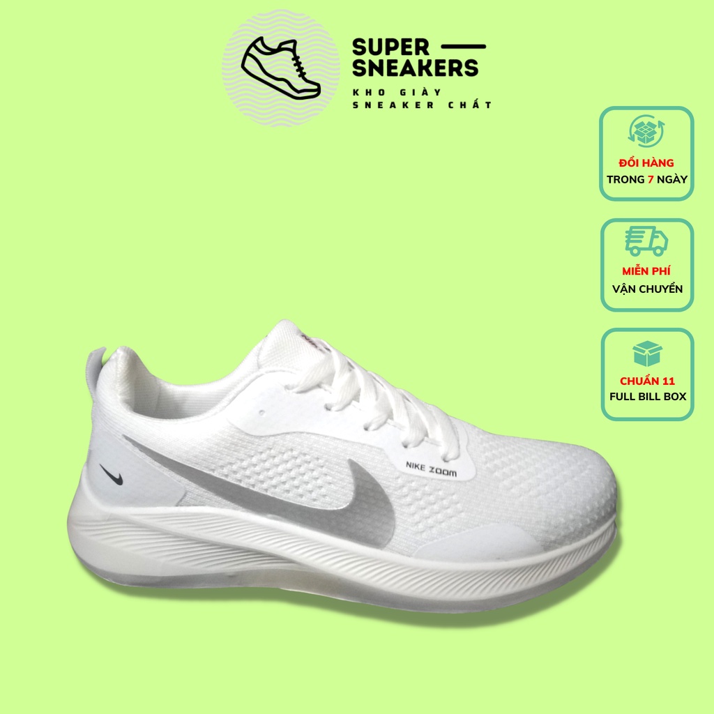 Giày 𝗡𝗶𝗸𝗲 𝗭𝗼𝗼𝗺 Nam Thời Trang Màu Trắng, Giày Thể Thao Sneaker Nam Nike Zoom Hàng Cao Cấp Full Box