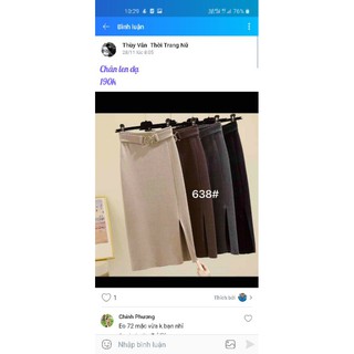 Chân váy len qua gối dài 62cm kèm đai len chất đẹp