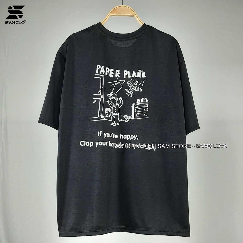 Áo thun nữ tay lỡ SAM CLO freesize phông form rộng dáng Unisex, mặc lớp, nhóm, couple in chữ LEISURE TIME PAPER LANE