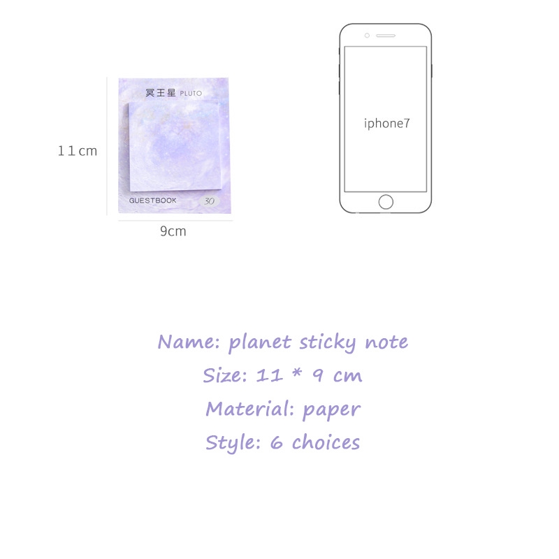 Giấy dán nhớ họa tiết hành tinh nhiều màu sắc 11x9cm trang trí dấu sách trường học văn phòng phẩm