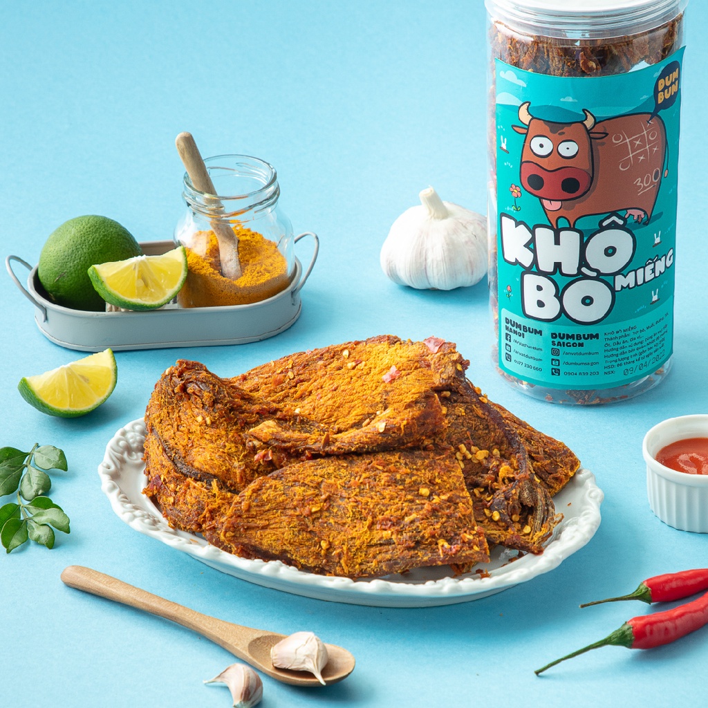 Khô bò miếng 250g Dumbum đồ ăn vặt Hà Nội vừa ngon vừa rẻ