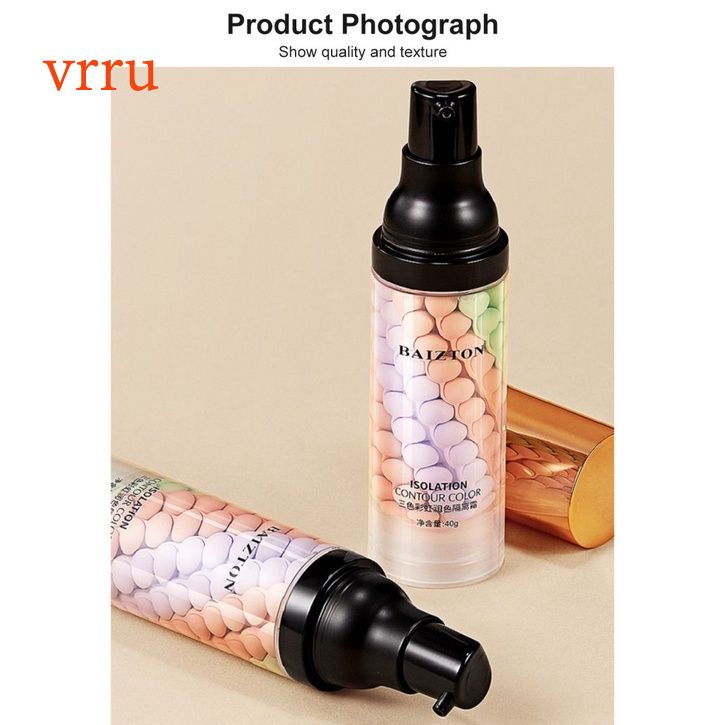 Kem nền Bai Zhentang ba màu cầu vồng làm sáng tông màu da dưỡng ẩm trẻ hóa trang tự nhiên
