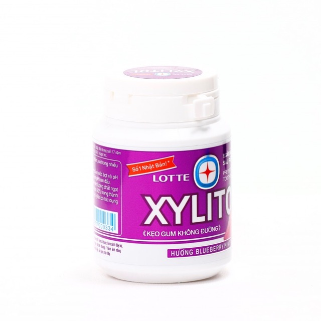 6 Hũ Kẹo gum không đường Xylitol hương Blueberry Mint hũ 58g ( ComBo 6 hũ )