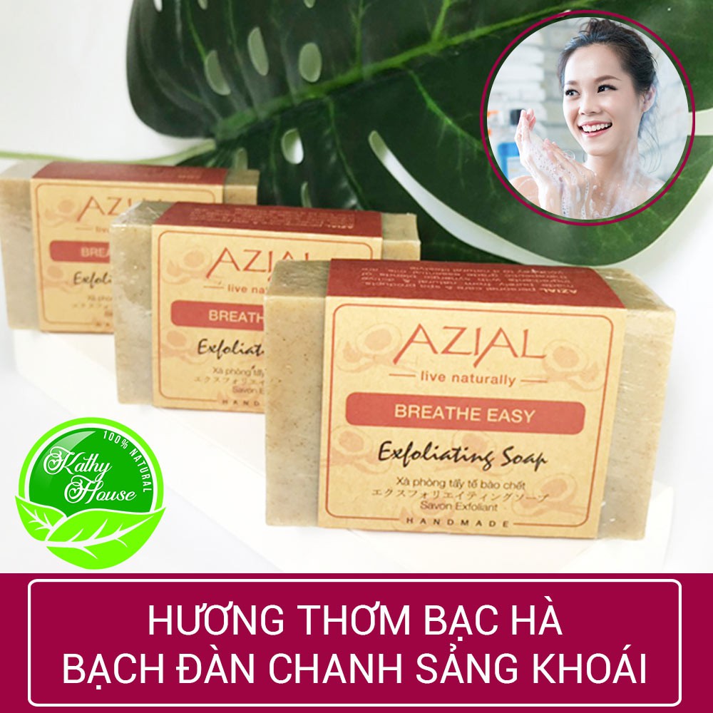 Xà phòng tẩy tế bào chết AZIAL Breathe Easy Exfoliating Soap, giúp da mềm mại sáng mịn | BigBuy360 - bigbuy360.vn