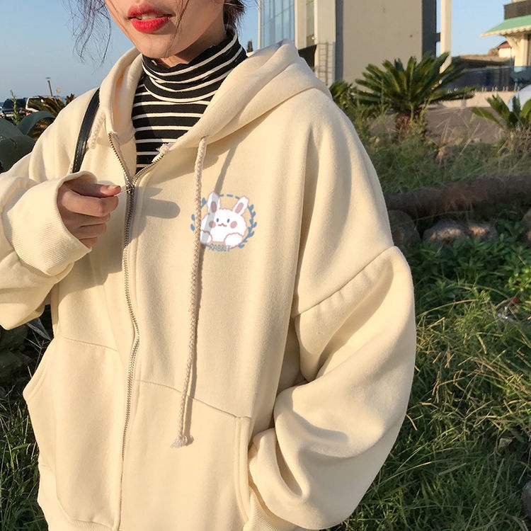 Áo Hoodie Dáng Rộng Phối Khóa Kéo Thiết Kế Mới Thời Trang Dành Cho Nữ