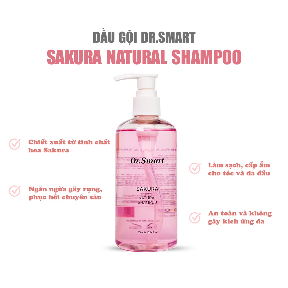 Dầu gội giảm gãy rụng hoa anh đào DR.SMART Sakura Natural Shampoo 300ml DGSKR0001