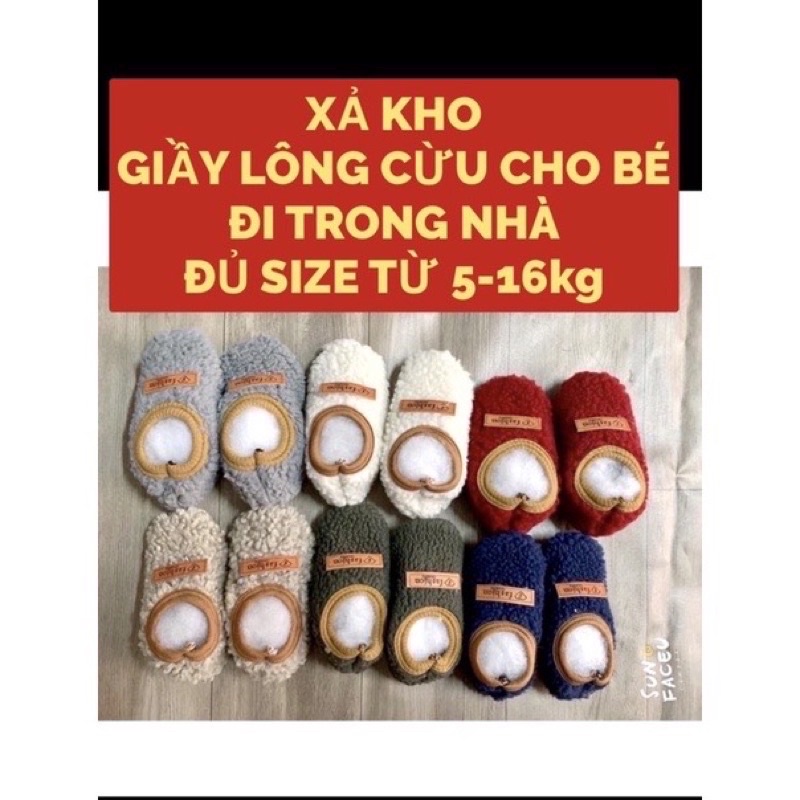 SỈ LỐ 5 ĐÔI GIẦY LÔNG CỪU CHO BÉ ĐI TRONG NHÀ.SIZE TỪ 5-16kg