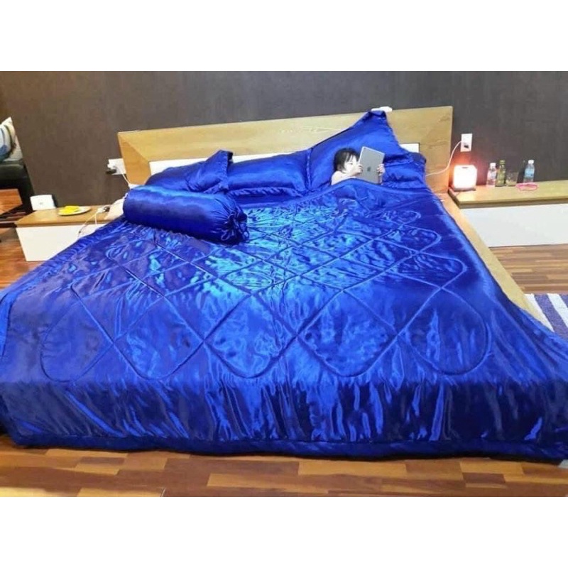 BỘ CHĂN GA PHI MÀU XANH COBAN