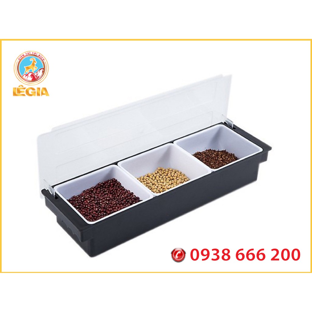 Khay đựng topping, đựng thạch nhựa cao cấp 3-4-5-6 ngăn chứa