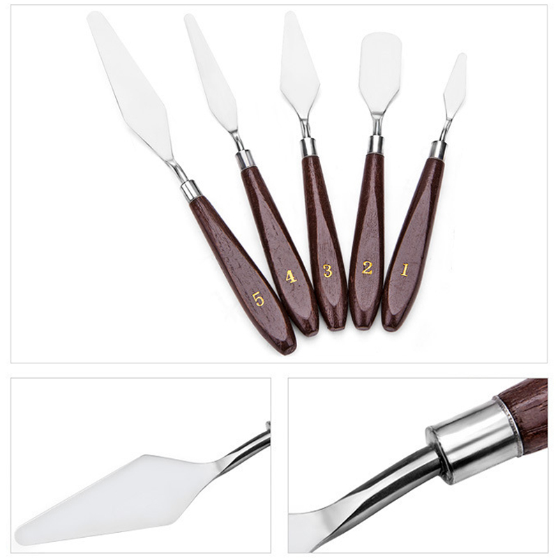 Set 5 thìa OSSAYI bằng thép không gỉ dùng pha trộn màu vẽ tranh sơn dầu