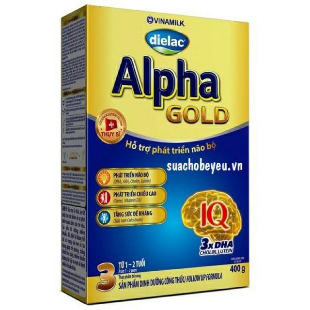 Sữa bột alpha gold 3 hộp giấy 400g