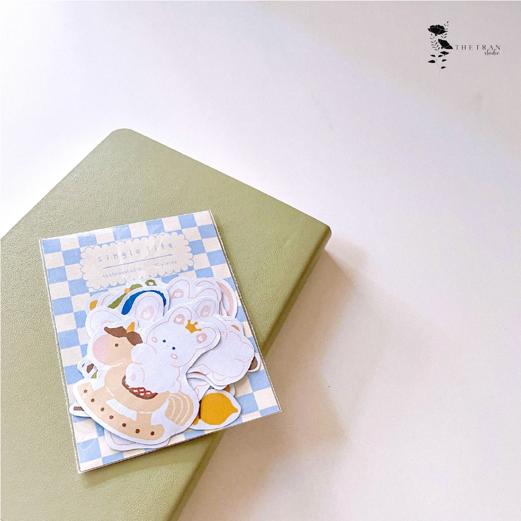 Bộ 15 sticker cute chú thỏ đáng yêu trang trí sổ tay / little bunny sticker pack / thetranstudio