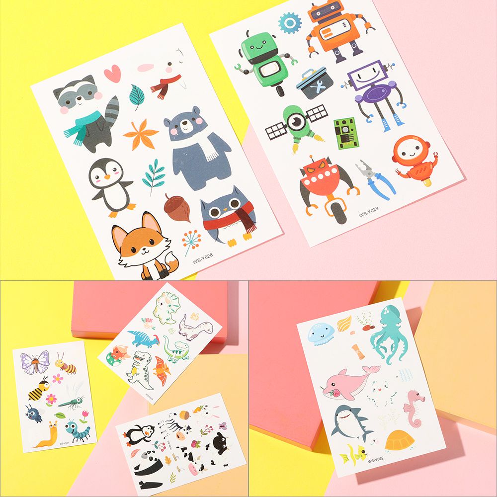 (Hàng Mới Về) Miếng Dán Xăm Tạm Thời Hình Hoạt Hình Dễ Thương Màu Dạ Quang Chống Thấm Nước Cho Trẻ Em