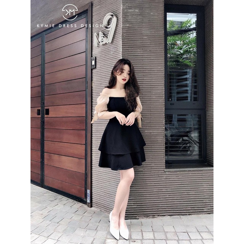 Đầm New] Đầm Cao Cấp 2 Tầng Tay Lụa Tơ Cột Nơ Thời Trang Nữ Sam Closet Free Size 40-55kg