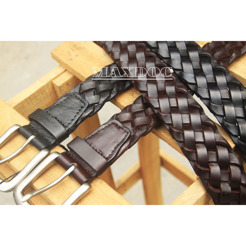 Dây lưng đan  da thật Dl21 chất liệu da bò dây có bản rộng 3,3 cm